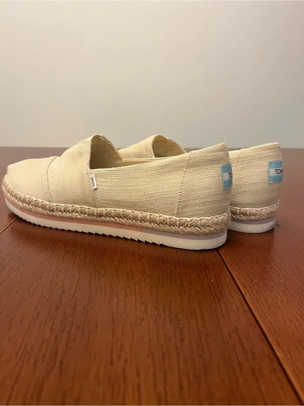TOMS Woman’s Alpargata platform espadrilles linen Sz 9